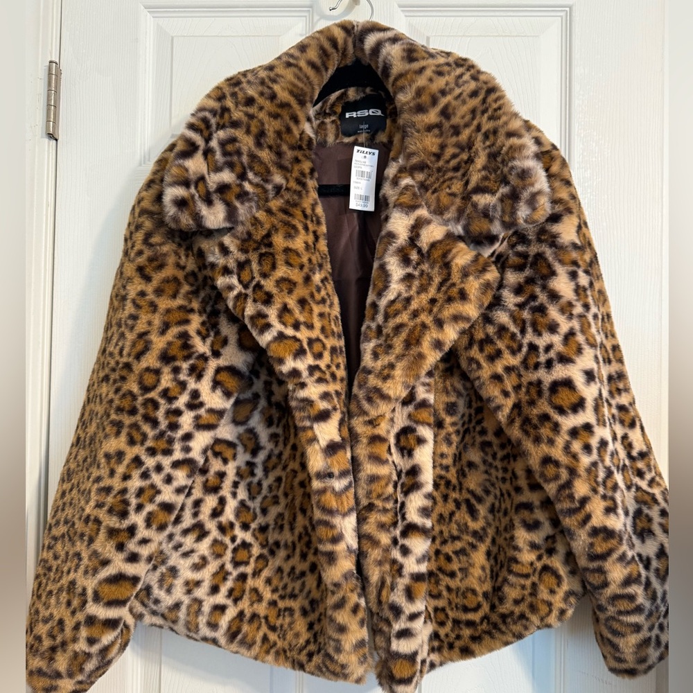 RSQ Brown Teddy Jacket Plush Cropped Design